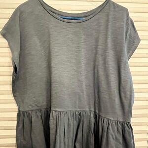 Loft Cotton Grey T-shirt with ruffle peplum